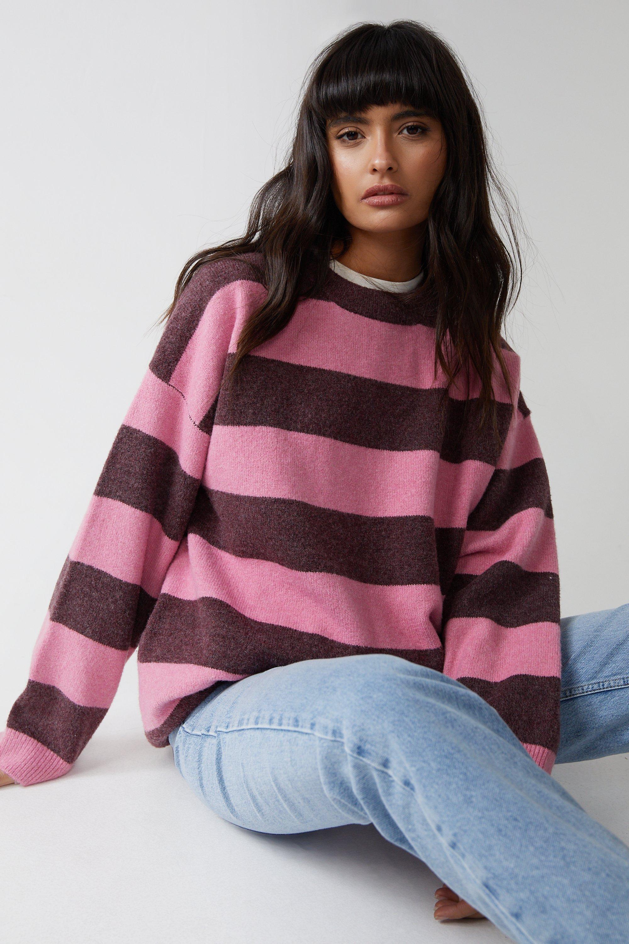 Grey striped outlet jumper