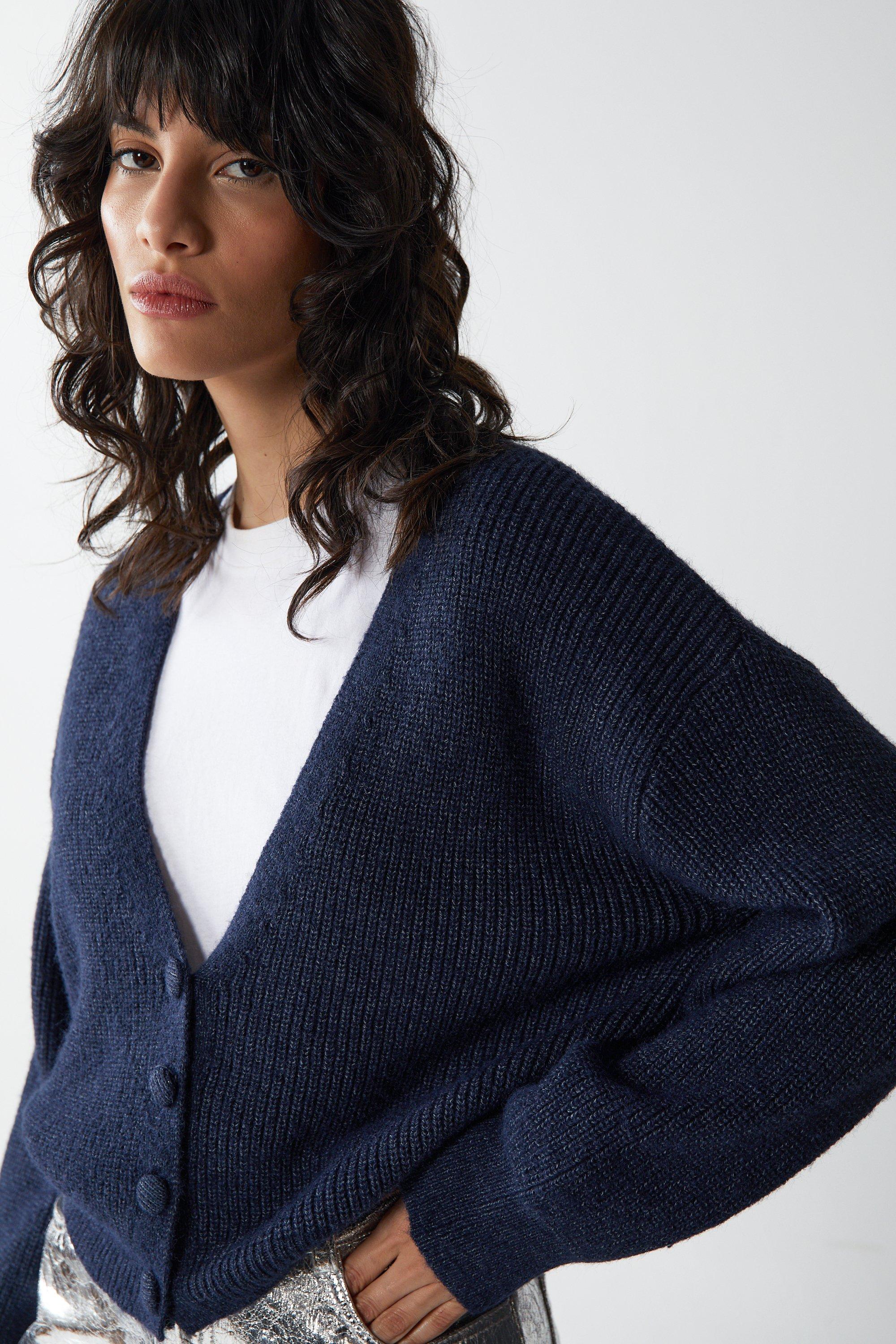 Jumpers & Cardigans, Knitted Oversized Cropped Cardigan