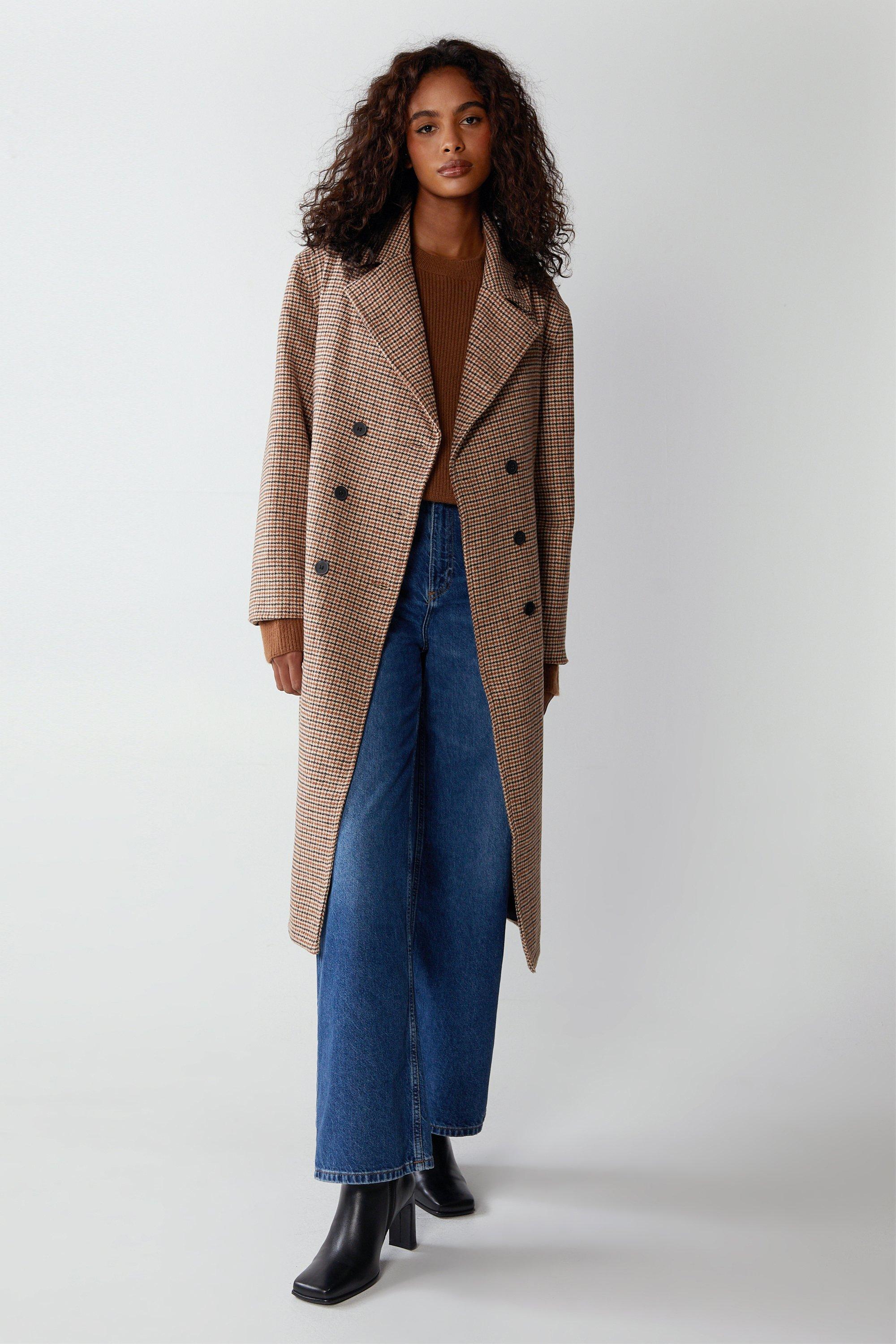 Warehouse double breasted coat in camel sale