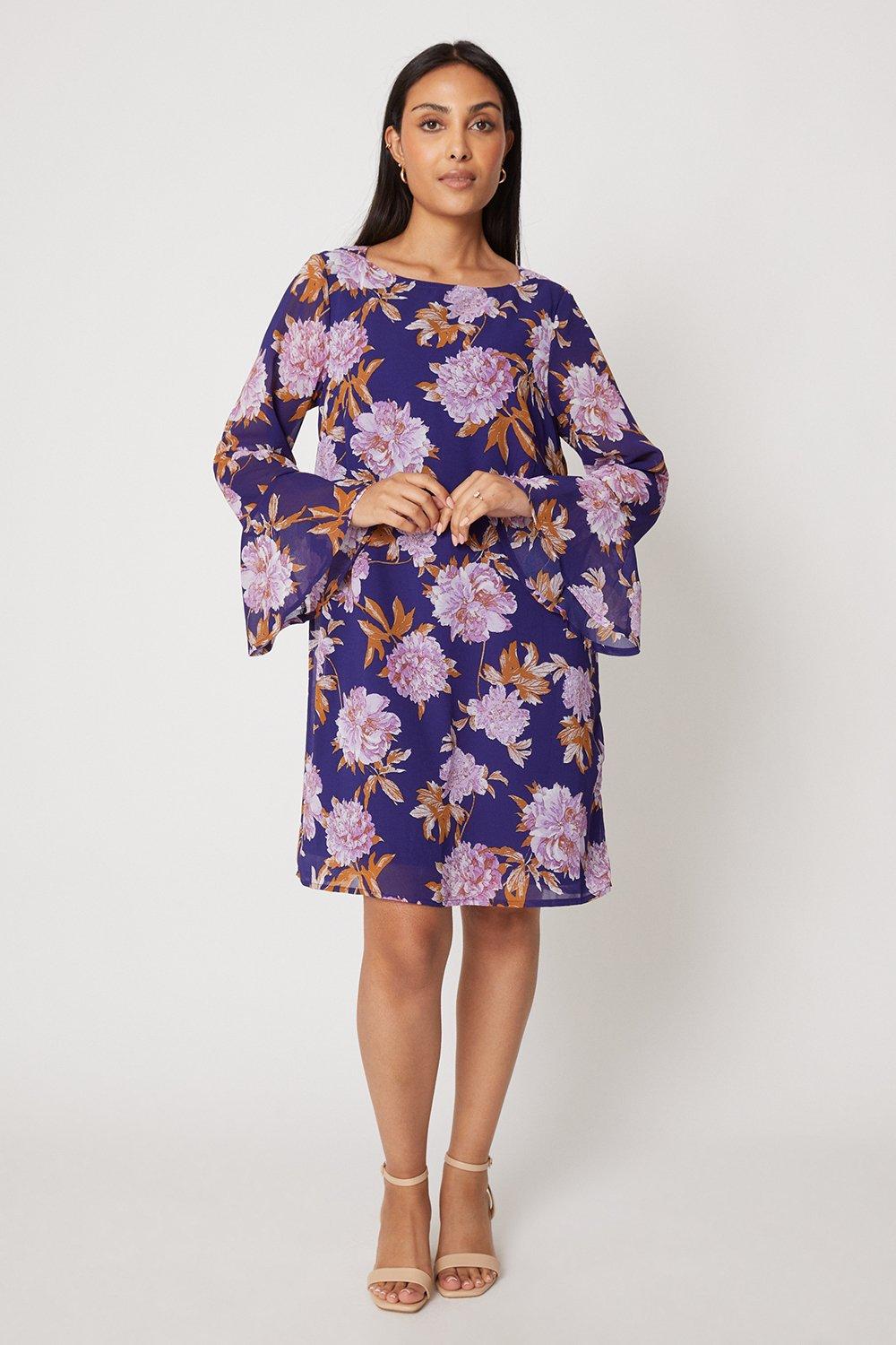 Dresses | Petite Purple Floral Shift Dress | Wallis