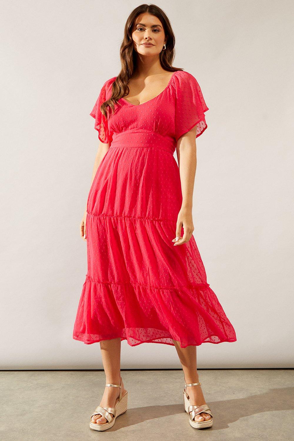 Dresses | Dobby Chiffon Tier Midi Dress | Wallis