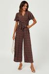 FS Collection Leopard Print Wrap Top Jumpsuit In Rusty thumbnail 1
