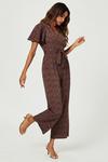 FS Collection Leopard Print Wrap Top Jumpsuit In Rusty thumbnail 4