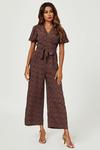 FS Collection Leopard Print Wrap Top Jumpsuit In Rusty thumbnail 5