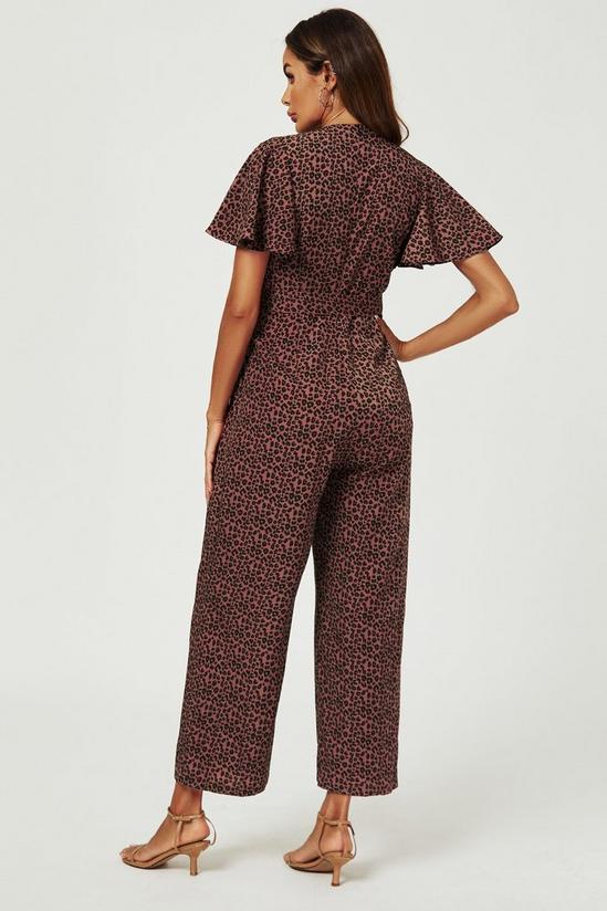 FS Collection Leopard Print Wrap Top Jumpsuit In Rusty 6