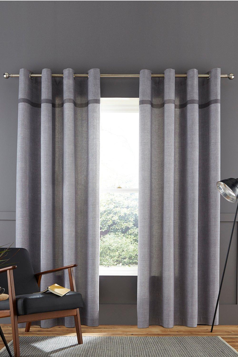 Curtains | 'Melville' Woven Texture Cotton Eyelet Unlined Curtains ...