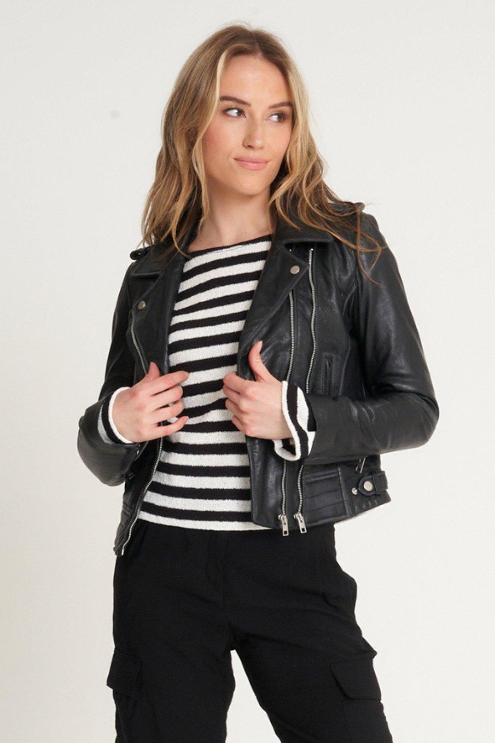 Washed Leather Biker Jacket