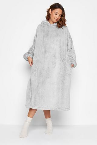Buy Debenhams Sleek Fleece Mid Length Robe In PALE GREY