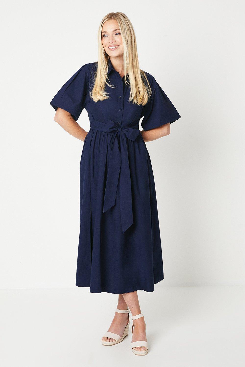 Dresses | Petite Belted Cotton Midi Dress | Principles